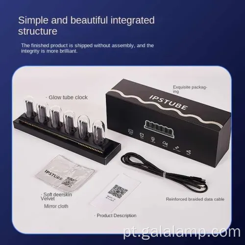 Relógio digital de estilo neon com exibição de tubo brilhante